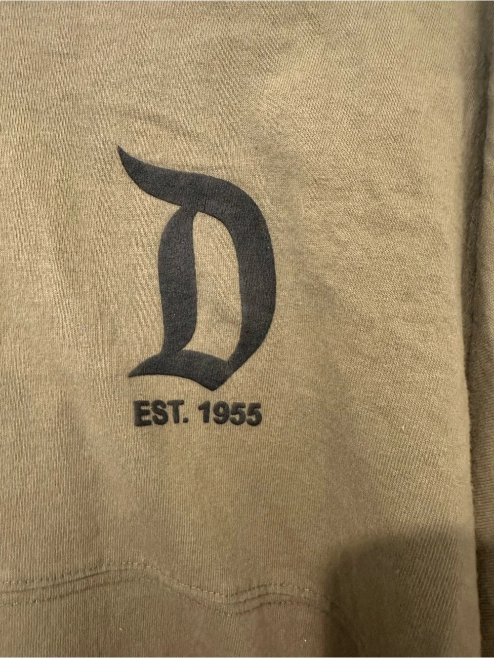 Disney Jersey Men’s Olive Green Long-Sleeve Crewneck Shirt